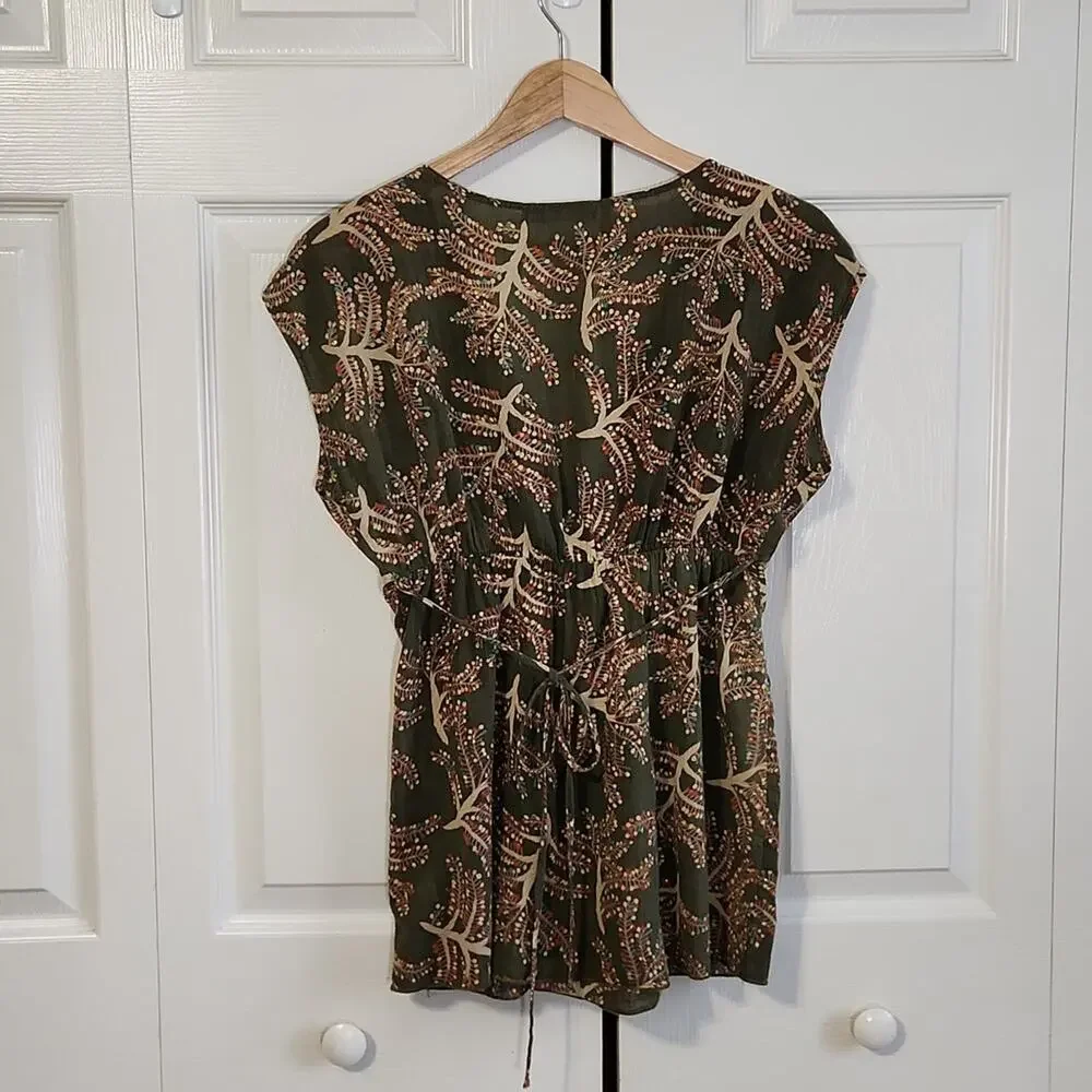 Vintage Charlotte Russe‎ Women's Green Babydoll Top Size Med Crochet Glitter Y2K